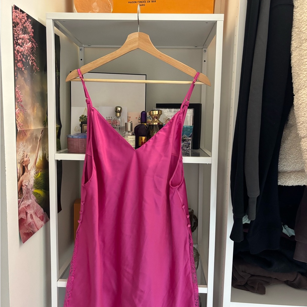 Victoria's Secret Fuchsia Satin Chemise Slip